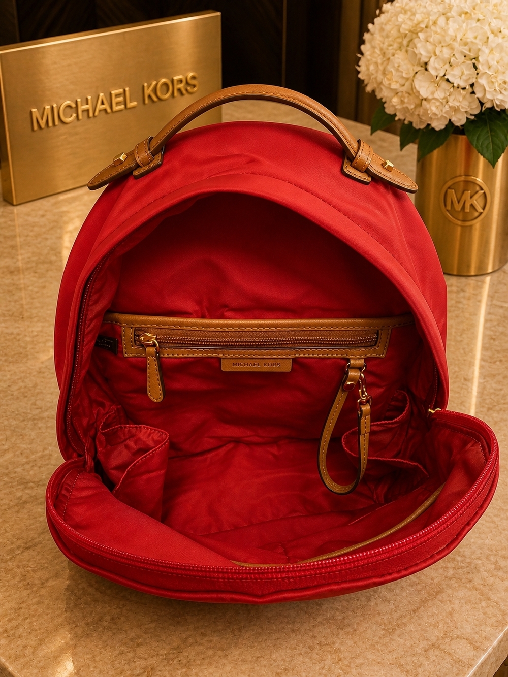 Michael Kors Red Nylon Backpack 16x16 - Picture 8 of 14